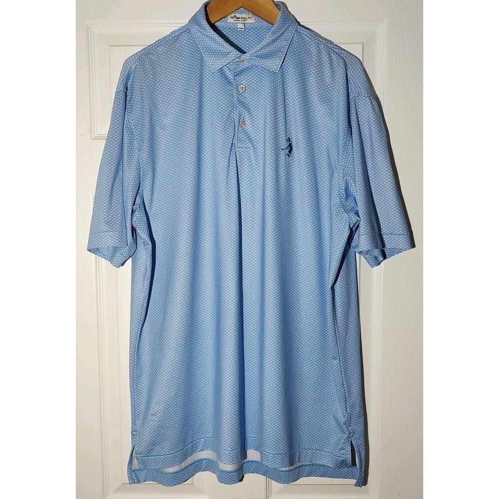 Men's Peter Millar Summer Comfort Blue Polo Shirt - Large